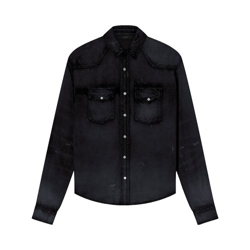 AMIRI Camo Applique Denim Shirt - Light Indigo - PF22MDS001