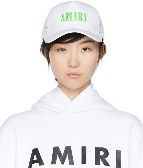 AMIRI Core Logo Trucker Hat - White/Lime - PF22MAH001