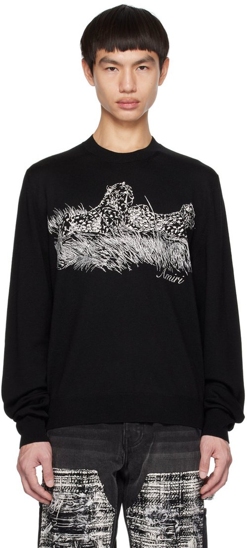 AMIRI Cheetah Logo Crew - Black - PF23MKL001