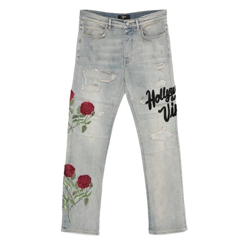AMIRI Floral Sequin Repaired Slim Jean - AMDNSM1021