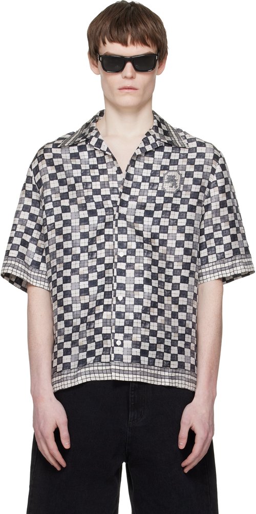 AMIRI MA Checkered Bowling Shirt - Taupe - AMTOSH1078