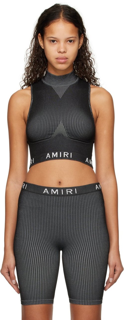 AMIRI Gray Mock Neck Sport Bra 'Beige' PS23WKS001 Solesense