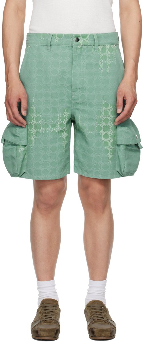 AMIRI Green MA Quad Bleached Cargo Shorts - Bleach MA Quad - AMDNSH1019