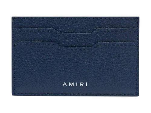 AMIRI Iconic Embossed Leather Card Holder - Navy Blue
