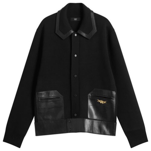 AMIRI Leather Patch MA Cardigan - Black - AMKNCD1066