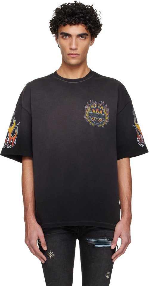 AMIRI MA Flames Oversized T-shirt - Black - AMTOJR1111