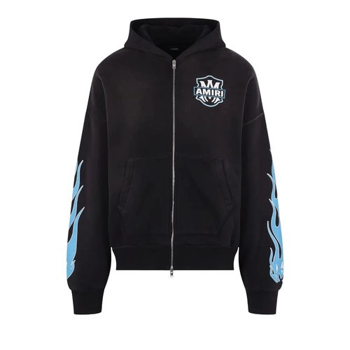 AMIRI MA Flames Zip Hoodie - Black - AMTOJR1113