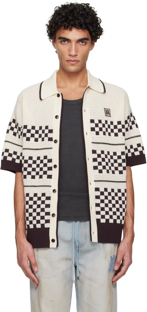 AMIRI Checkered Mesh Shirt - Alabaster - AMTOKN1083