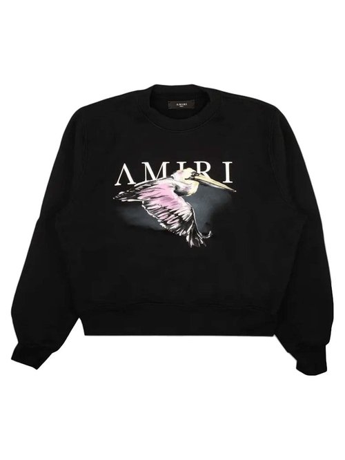 AMIRI Pelican Watercolor Crewneck Sweatshirt - Black - F0M02117TEBLK