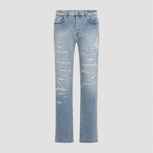 AMIRI Blue Repaired Slim Jeans - Worn Slate - AMBMJE1060