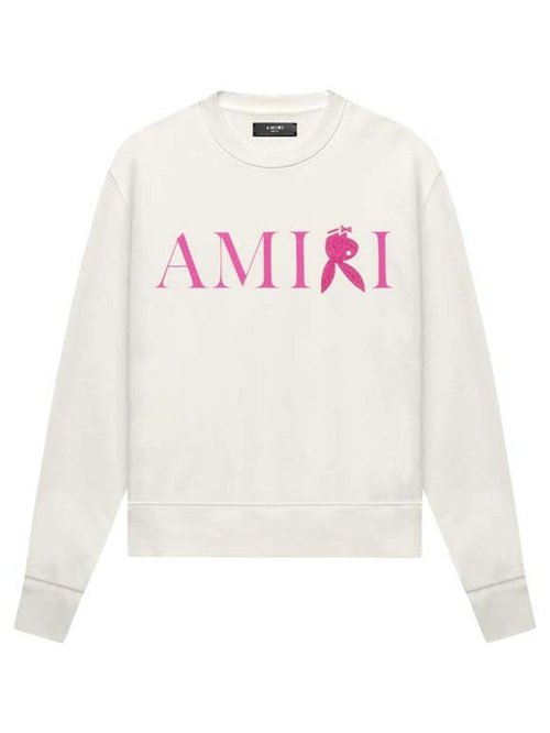 AMIRI Reverse Bunny Crewneck Sweatshirt - Blanc/Peacock - MJGC011131