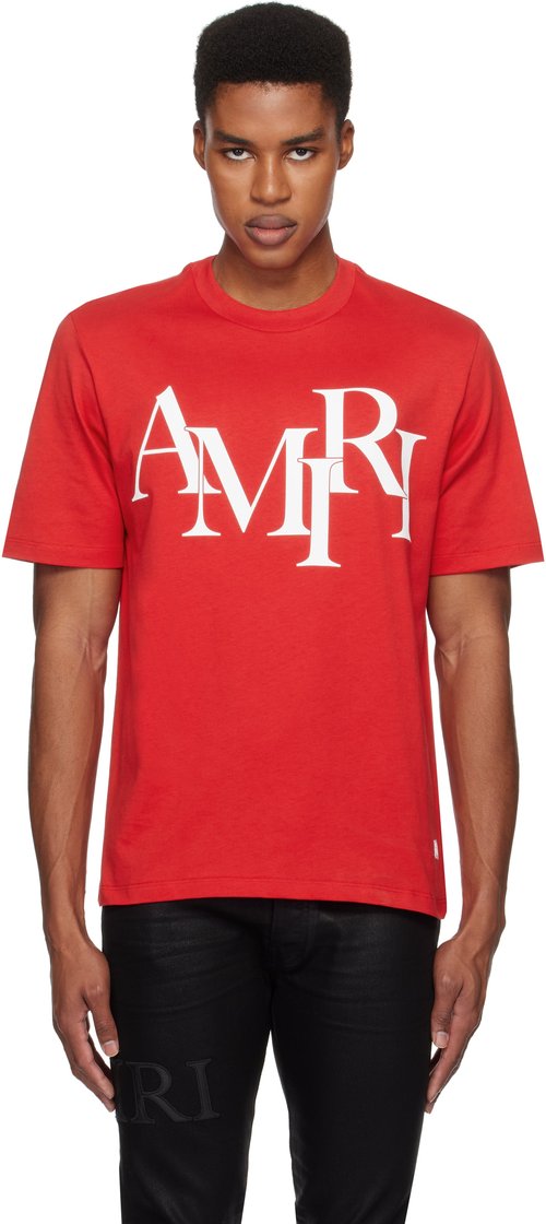 AMIRI Staggered Logo Tee - Black - AMJYTE1149