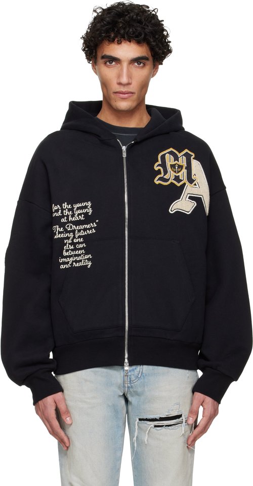 AMIRI Varsity Patch Zip Hoodie - Black - AMTOJR1014