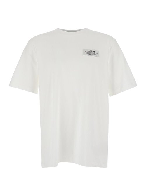AMIRI White Crewneck T-shirt With Logo Patch On The Front And Maxi Logo Print On The Rear In Cotton Man - AMJYTE1198IVORY