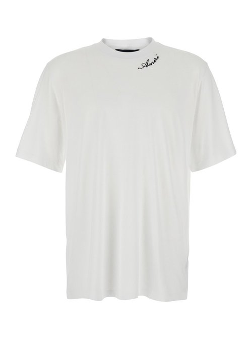 AMIRI White T-Shirt With Logo Detail On The Front Cotton For Tshirts And Polo Shirts - AMTOJR1164100