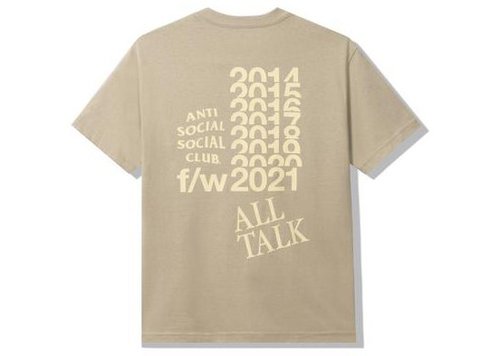 Anti Social Club All Talk On A Blog Tee Shirt - Sand