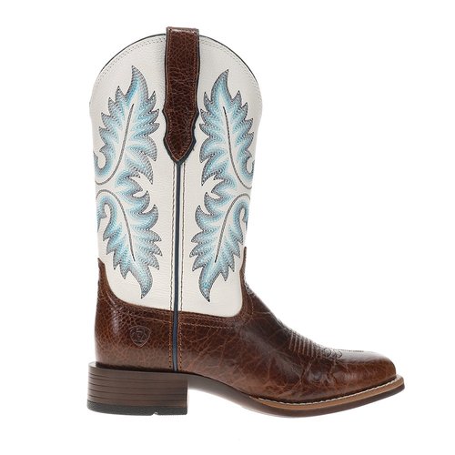 Ariat CanyOn Point Embroidered Square Toe Pull On Cowboy Boots - Brown/White - 10.61283