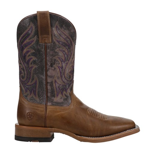 Ariat Cattle Call Embroidered Square Toe Pull On Cowboy Boots - Brown - 10.50978