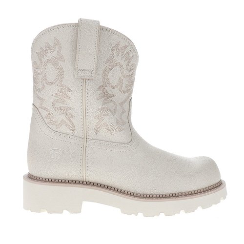 Ariat Fatbaby Embroidered Round Toe Pull On Cowboy Boots - White - 10.61280