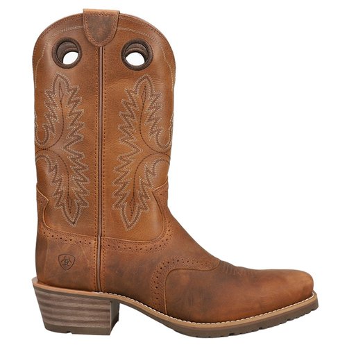 Ariat Hybrid Roughstock Embroidered Square Toe Pull On Cowboy Boots - Brown - 10.44565