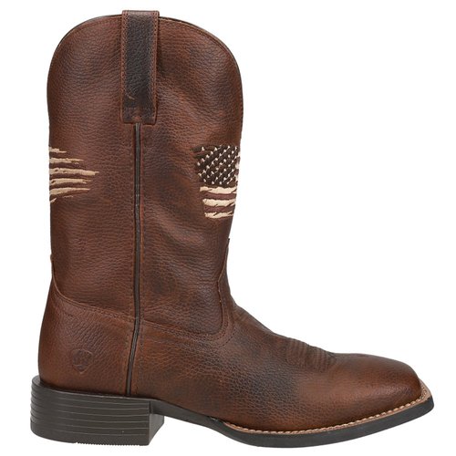 Ariat Sport All Country Patriotic Square Toe Pull On Cowboy Boots - Brown - 10.40275