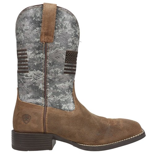 Ariat Sport Flying Proud Patriotic Camo Square Toe Pull On Cowboy Boots - Brown/Grey - 10.42405