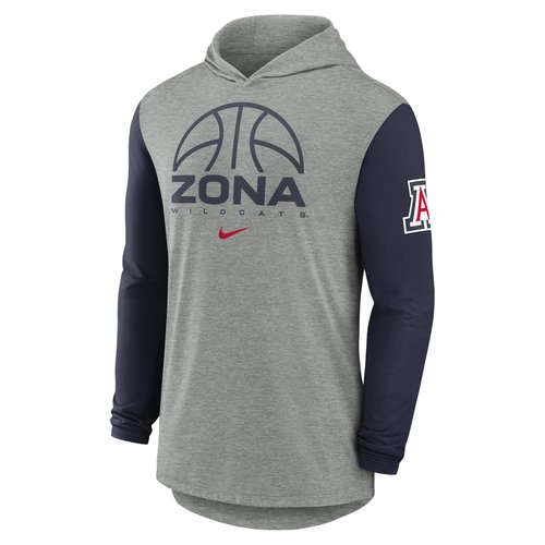 Arizona Basketball Nike Dri-FIT College Long-Sleeve Hooded T-Shirt - Grey - 01NB059PUAN-8SY