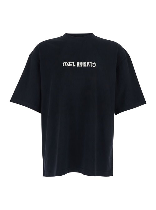 Axel Arigato Black Crewneck T-shirt With Logo Lettering On The Front In Cotton Man - A3845001BLACK