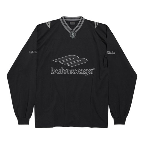 Balenciaga 3B Football Long Sleeve V-neck T-shirt - Black/Anthracite - 857085TTVQ61066