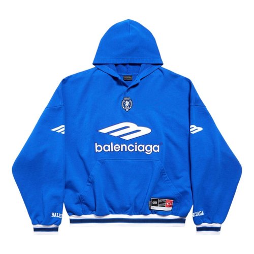 Balenciaga 3B Football Polo Hoodie - Royal Blue/White - 827939TTVQ84701