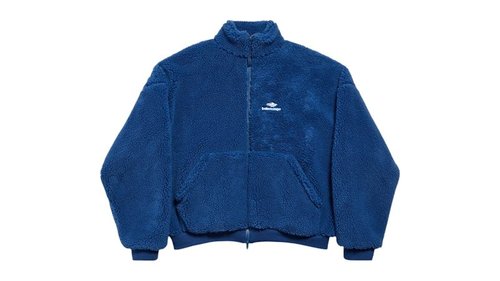 Balenciaga Zip Up Stand-Up Collar Jacket - Light Marine Blue - 857740TMQ267240