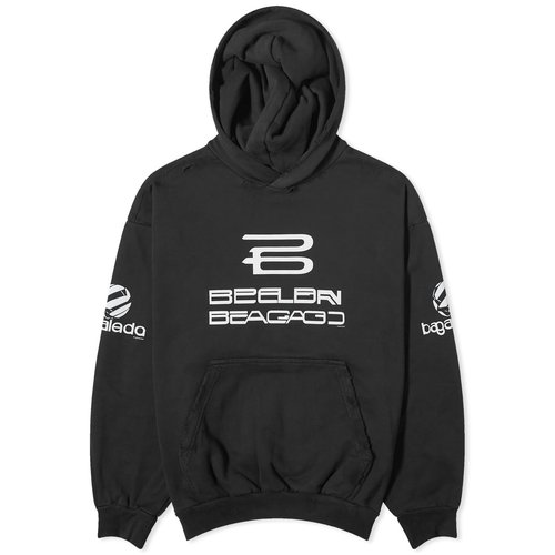 Balenciaga AI Logo Popover Hoody - Washed Black/White - 767877TQVF99034