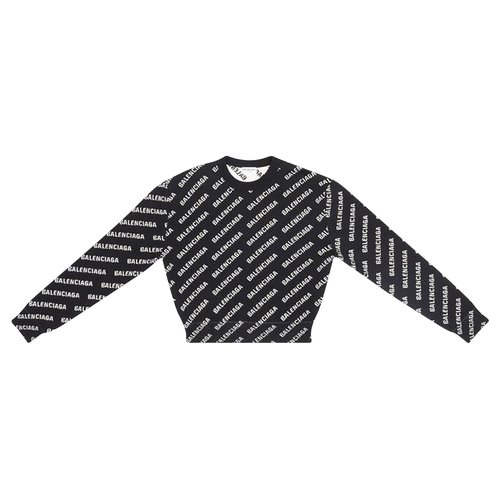 Balenciaga All Over Logo Crewneck - Black - 694255T32331070