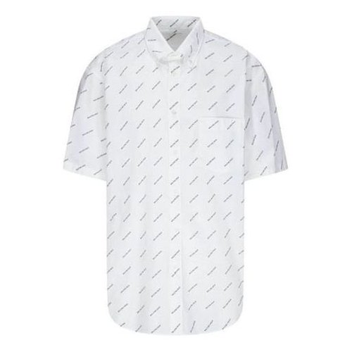 Balenciaga All Over Logo Shirt - White/Black - 534332TBL969040