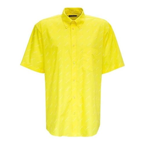 Balenciaga All Over Logo Shirt - Yellow/White - 534332TBL967201