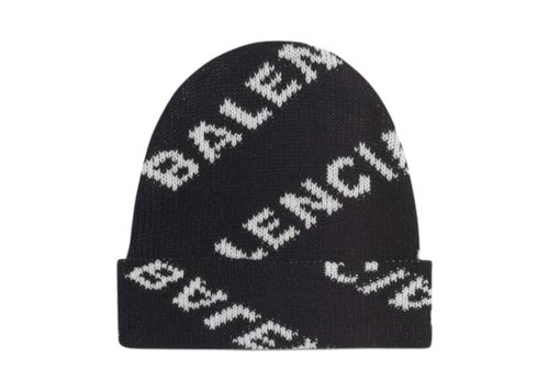 Balenciaga Allover Logo Beanie - Black/White - 621021T15671070