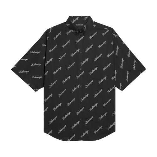 Balenciaga Allover Script Logo Button Down Shirt - 647354TJLY71070