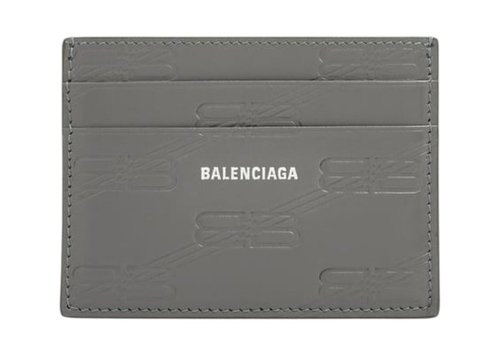Balenciaga BB Monogram leather Card Holder - Grey