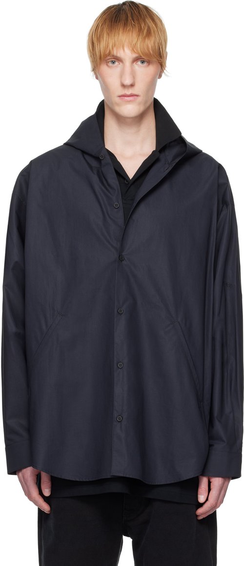 Balenciaga Hooded Shirt - Washed Black - 814125TNM601055