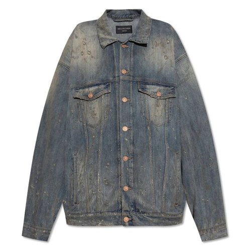 Balenciaga Blue Oversized Denim Jacket - Blue Light Ring - 729353TNW654036