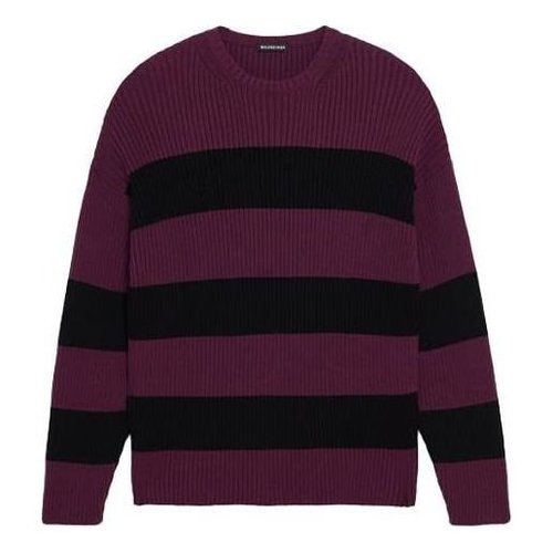 Balenciaga Border BB Knit Sweater - Purple - 608760T31621087