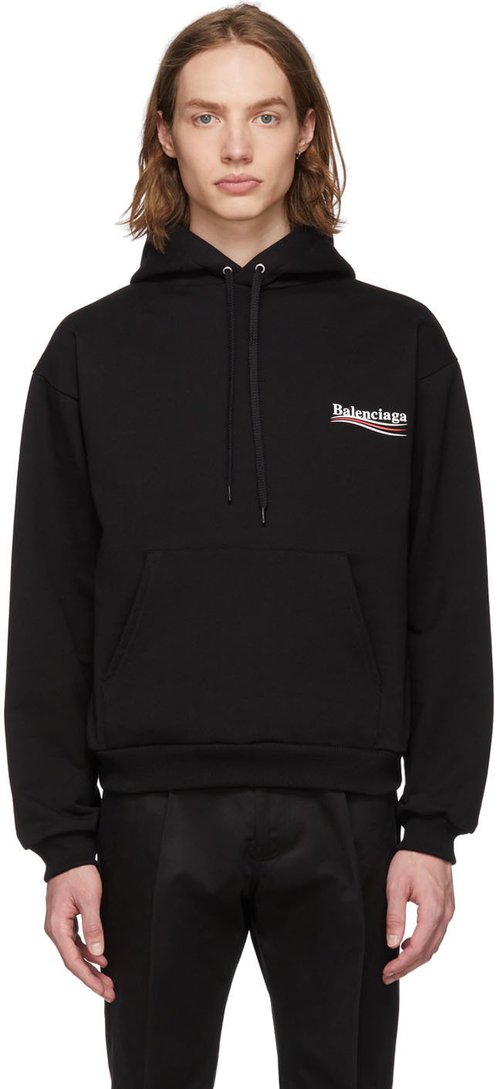 Balenciaga Political Campaign Logo Hoodie - Black - 556145TBV141000