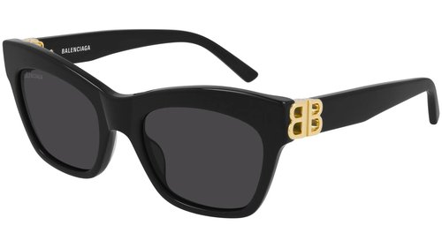 Balenciaga Cat Eye Ladies Sunglasses BB0132S 001 53 - Black/Grey - BB0132S00153