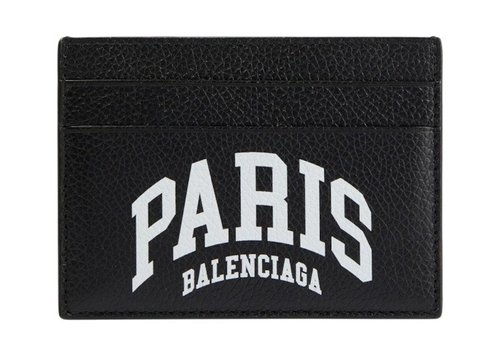 Balenciaga Cities Paris Leather Card Holder - Black