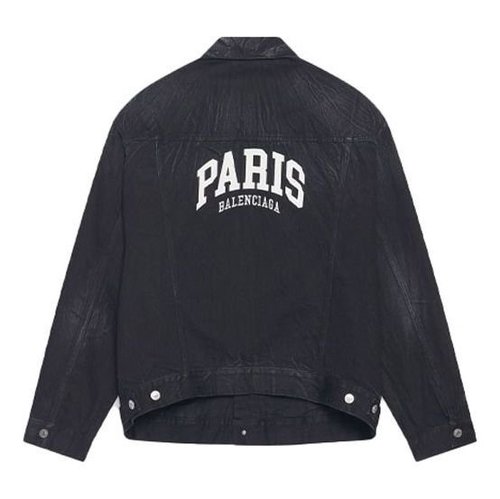 Balenciaga Paris Oversized Denim Jacket - Black - 690198TBP479034
