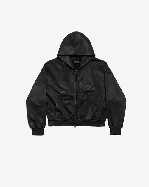 Balenciaga Cropped Hoodie - Black - 858145TTVV11000