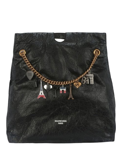 Balenciaga Crush Leather Medium Tote - Black