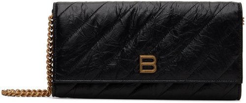 Balenciaga Crush Wallet On Chain Quilted Bag - Black - 781723210J11000