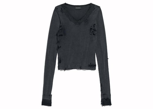 Balenciaga Distressed Lingerie Top - Black - 791778TQVE11055