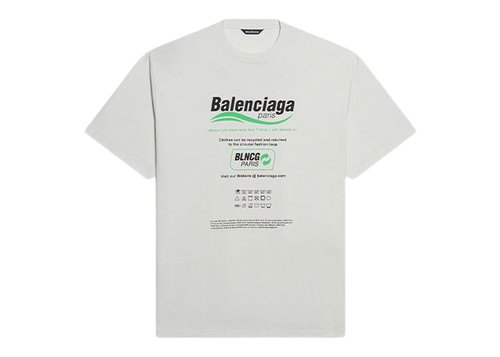Balenciaga Dry Cleaning Boxy Logo Tee Shirt - White - 651795TKVF89085